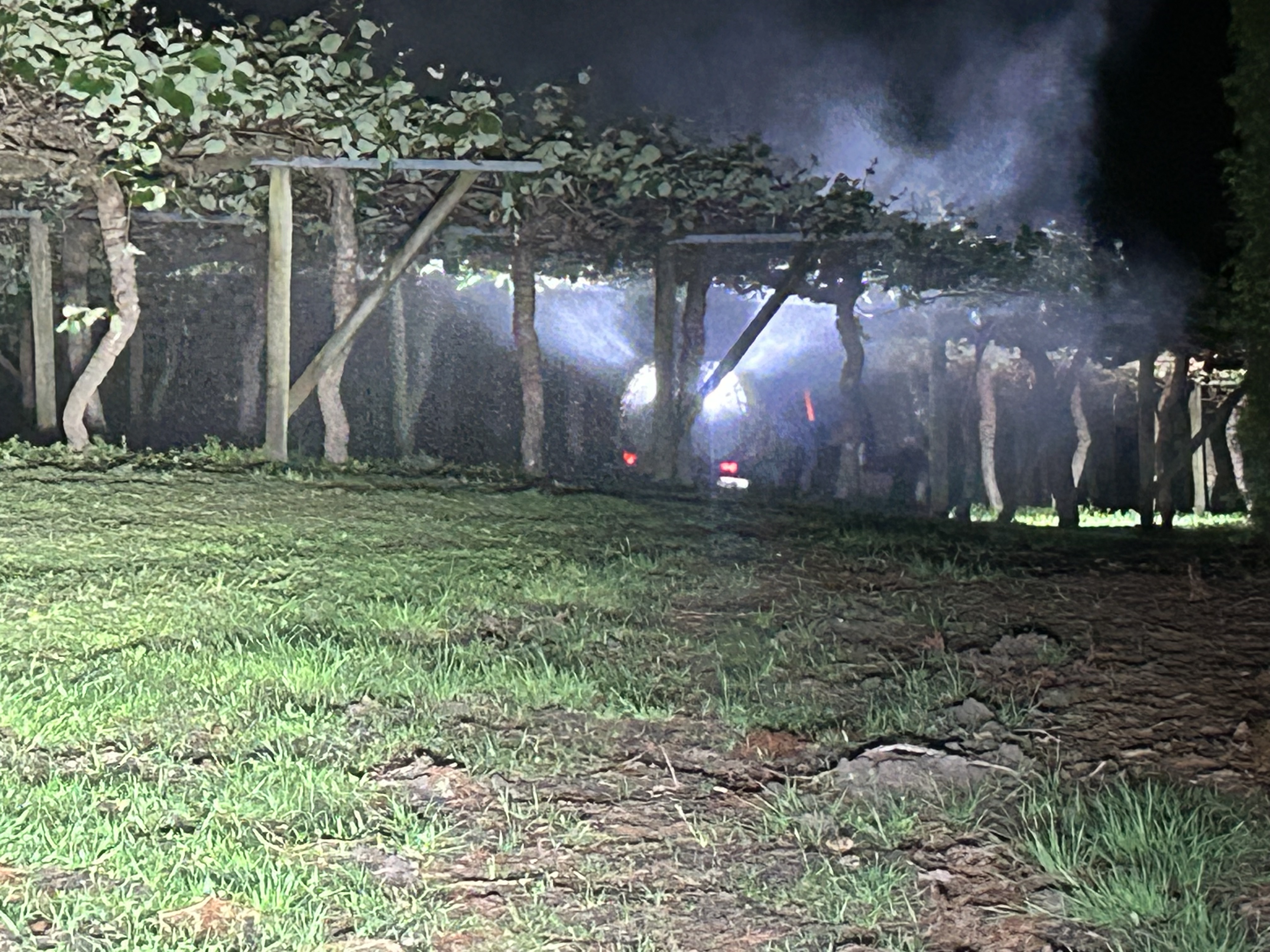Night spraying under headlights
