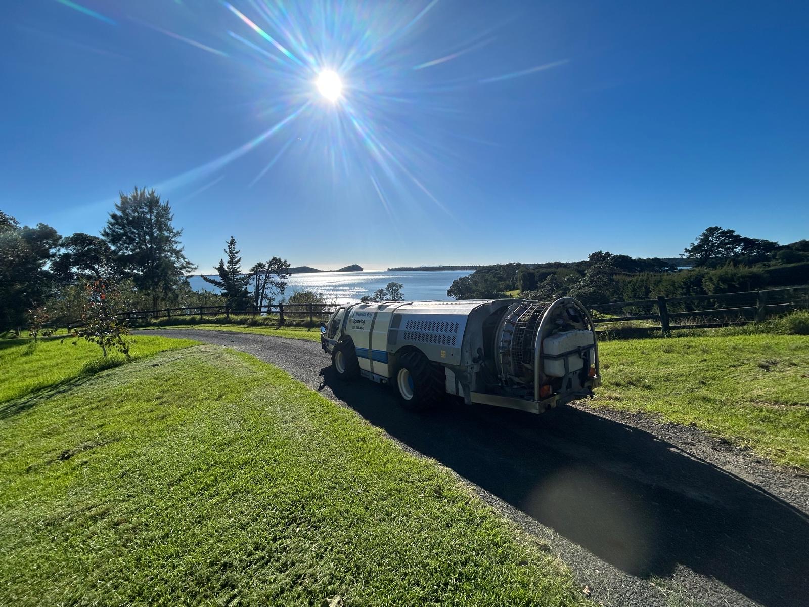 Western Bay Spraying machine overlooking the harbour